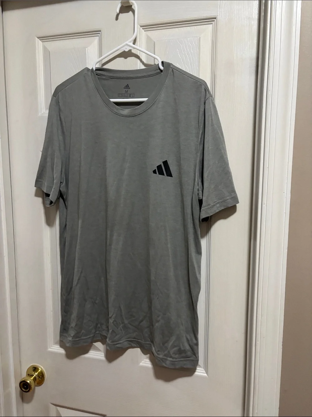 adidas Men’s Gray Short Sleeve Crew Tee with Black Logo